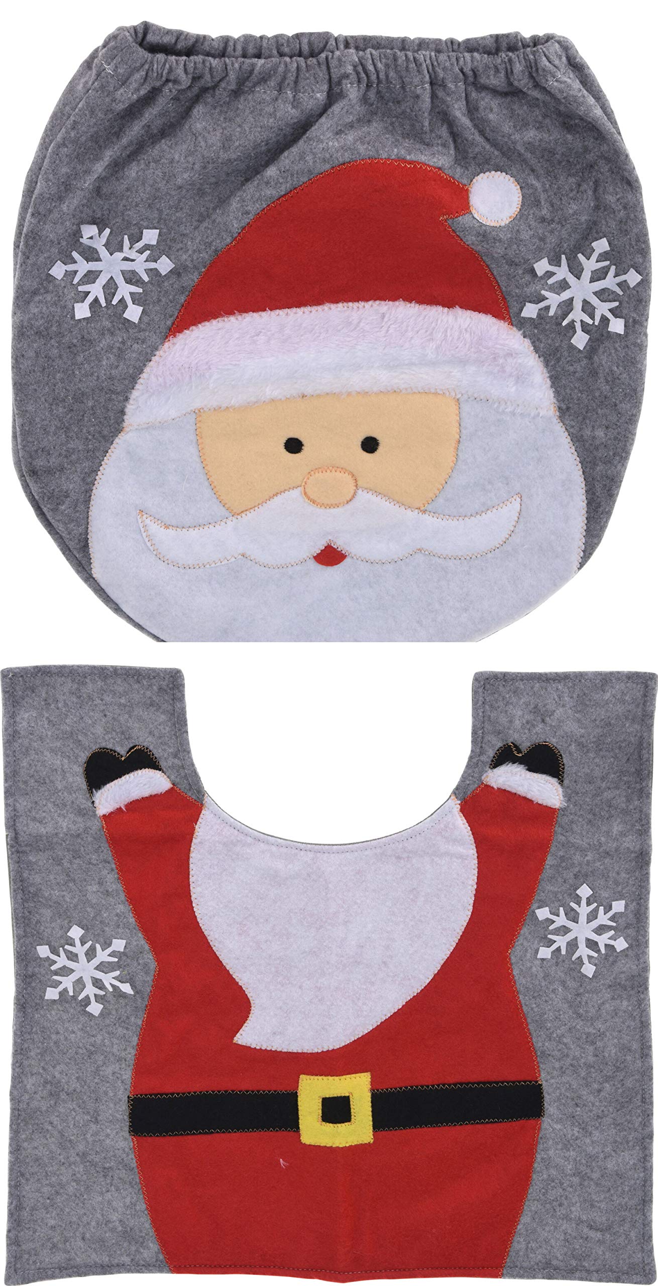 MIK Funshopping 2 Piece Set Christmas Toilet Seat Cover Funny Christmas Decoration Toilet Seat Cover & Carpet (Santa Claus)