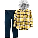 Carter - Camisa de franela de algodón con capucha para niños, 18m, Amarillo