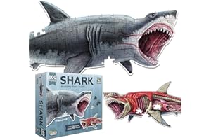GENIUS GAMES Shark Animal Anatomy Floor Puzzle | 100-Piece Double Sided Jigsaw Puzzle | Large Floor Puzzles for Kids Ages 4-8, 3-5, 8-10 | Fun and Educational Toy for Kids, Toddlers and Families