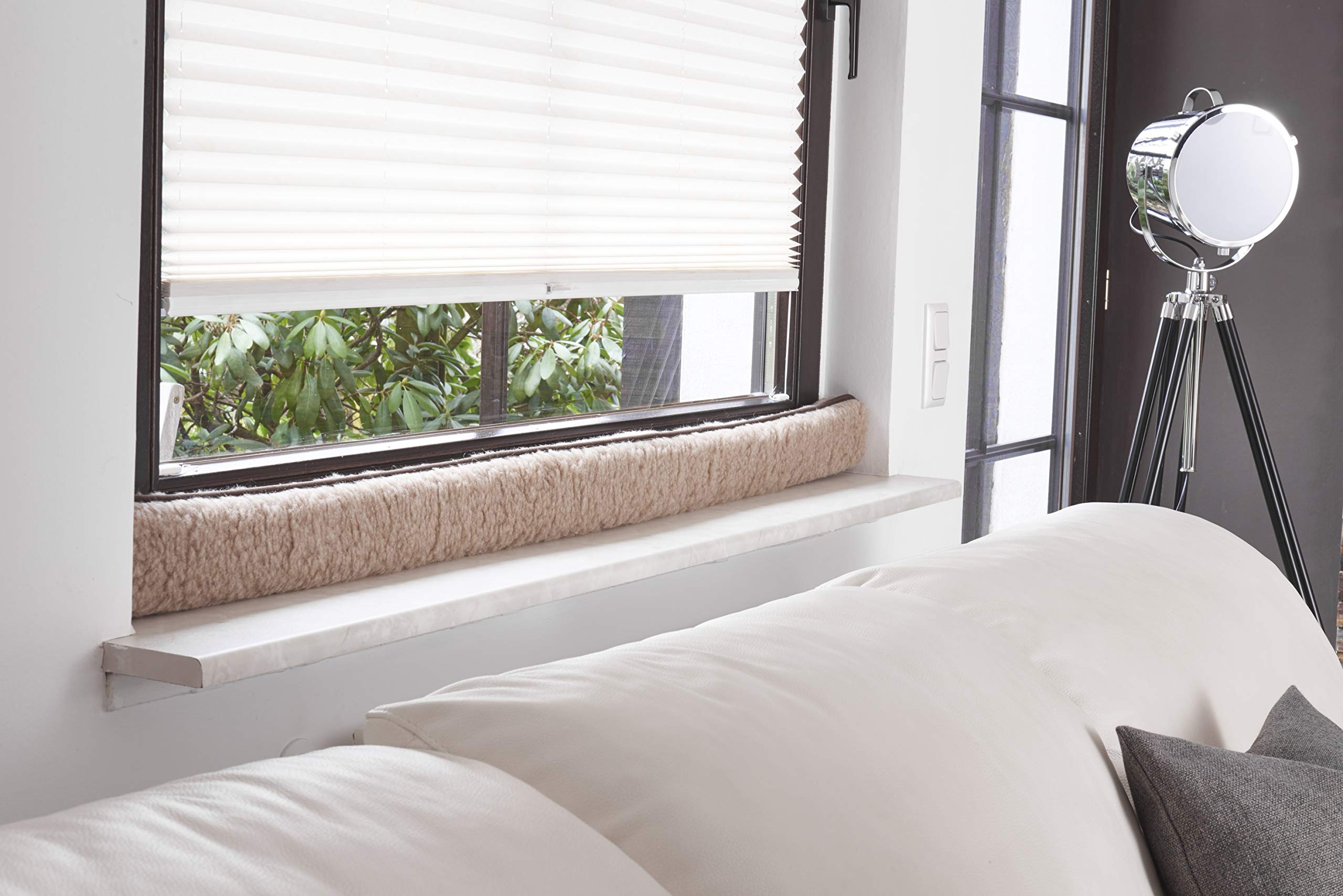 K. & N. Schurwolle 551 Schurwoll-Zugluftstopper für Fenster 100 cm, Hellbraun New Wool Draught Excluder for Windows Light Brown