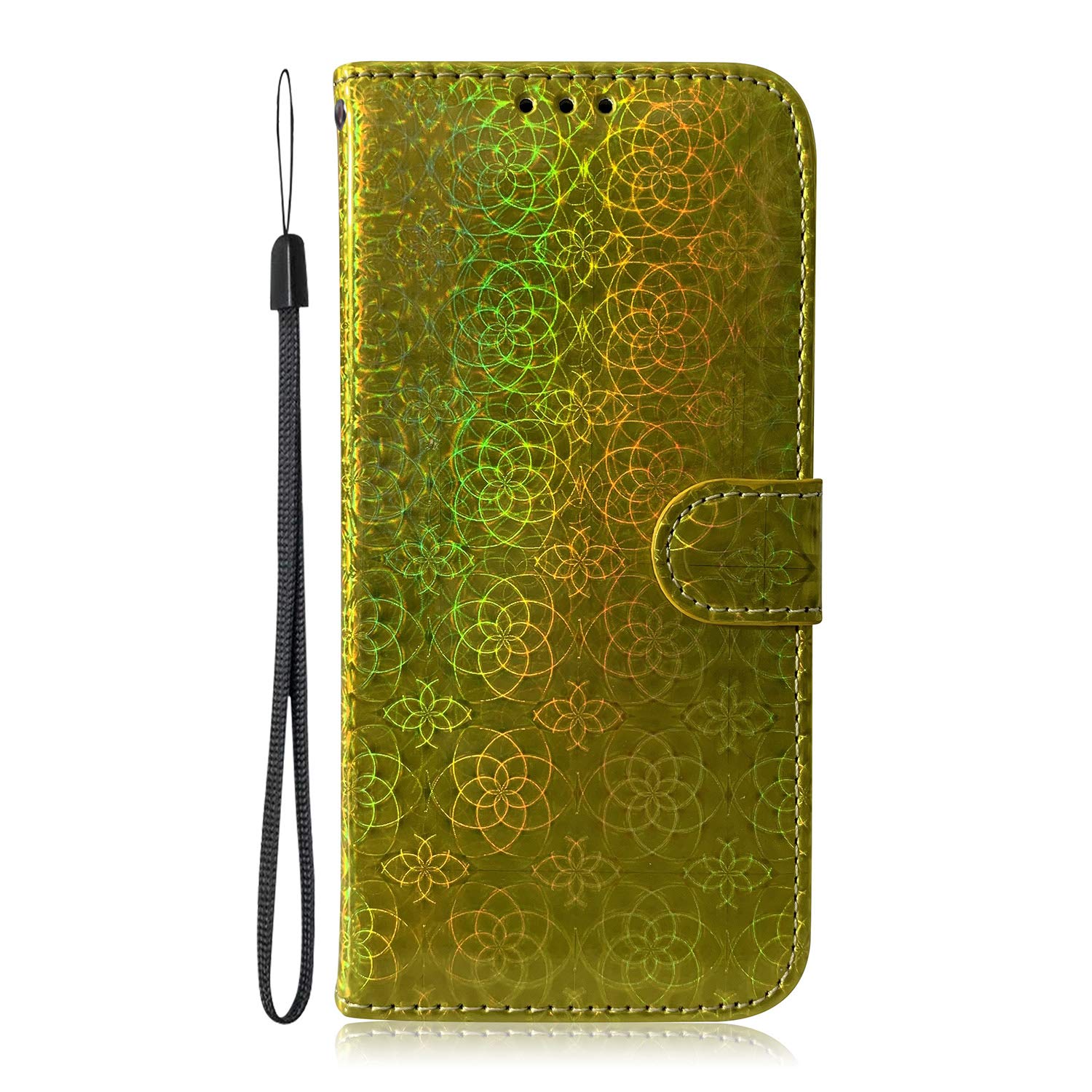 Case for Nokia 2.4 Phone Case, Glitter Sparkle Shockproof PU Leather Wallet Cover Flip Folio Silicone Gel Bumper Protective Phone Case for Nokia 2.4 with Magnetic Closure Stand Card Slots, Gold