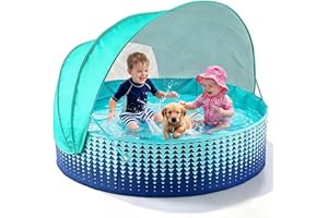 Jasonwell Kiddie Baby Pool with Canopy - Foldable Infant Toddler Kids Pool with Shade Baby Beach Essentials Tent Swimming Wad