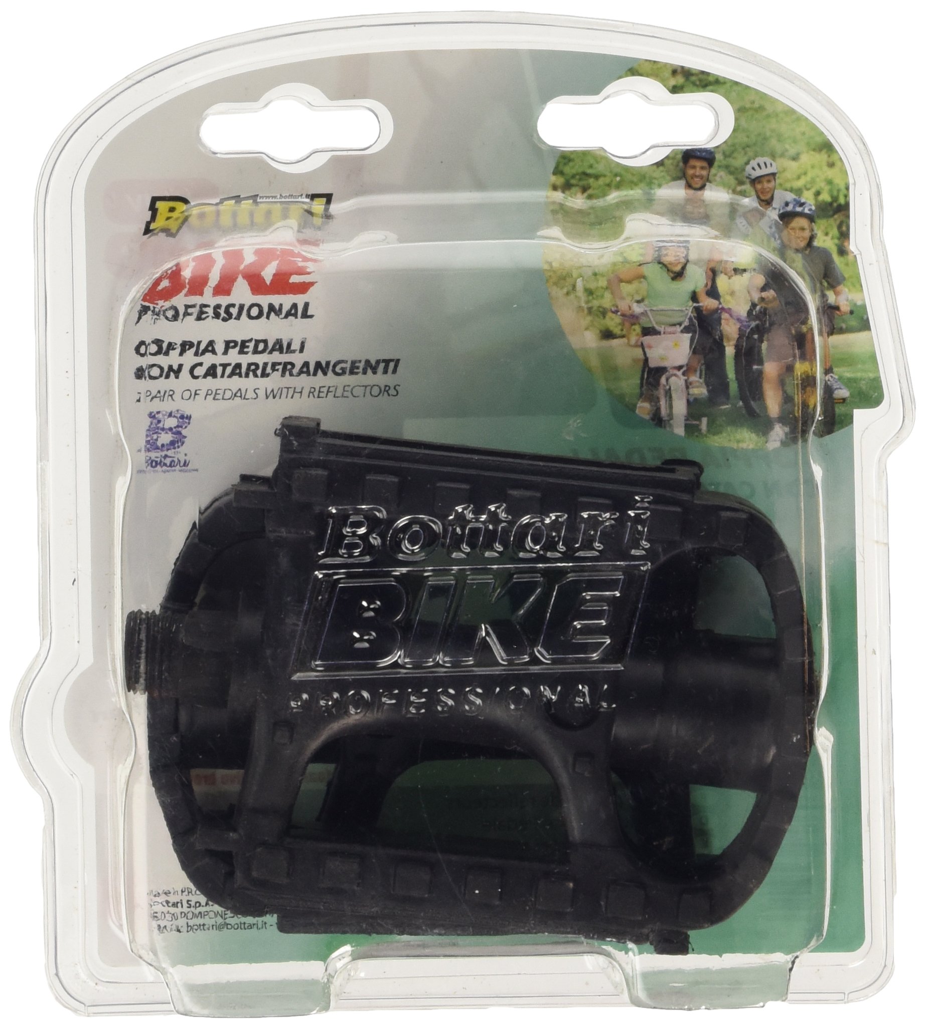 Bottari Bike Accessories Pedals with MTB Reflectors (Pair) - Black