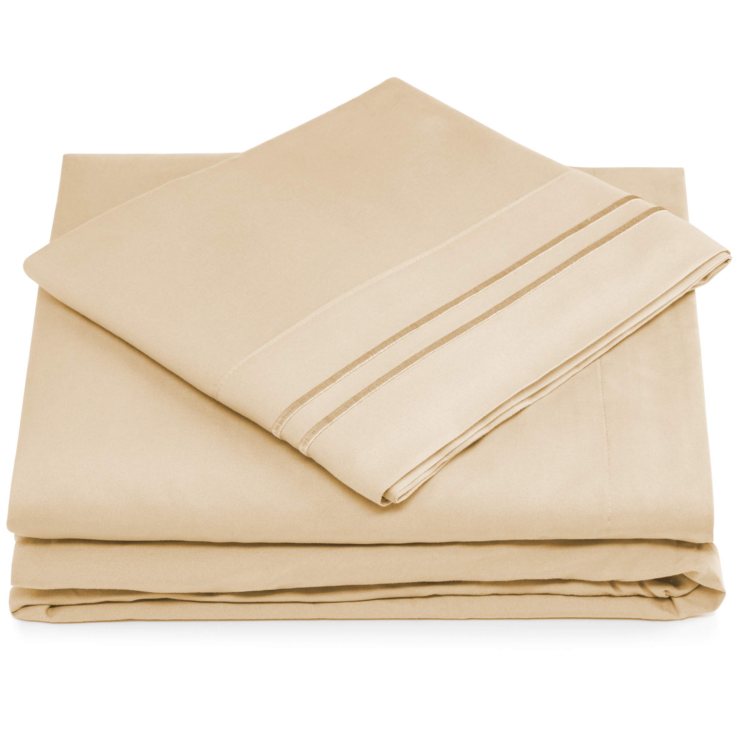 Cosy House Collection Everyday 1500 Series Bed Sheets - College Dorm Room Essentials - Luxury Hotel Ultra Soft Bedding - Stain & Wrinkle Resistant - Easy & Comfy Fit - 3 Piece (Twin XL, Cream)