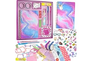 Ambesi DIY Journal Set for Girls, Create Your Own Scrapbook Kit, Diary Art and Crafts Supplies for Ages 7 8 9 10 11 12 13 Year Old Girls, Creative Journaling for Kids, Gifts for Children Girls