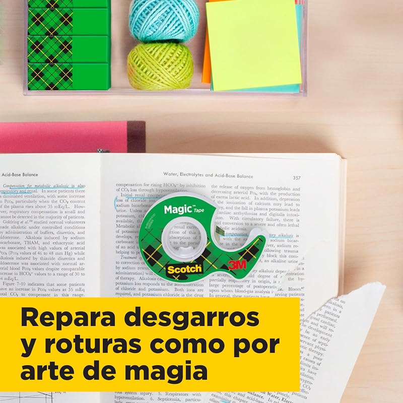 Fita adesiva invisível scotch magic - 2 rolos de 19mm x 7,5m + 1 grátis - fita adesiva de uso geral para reparo, etiquetagem e selagem de pacotes e documentos