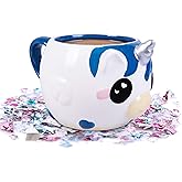 Seven20 Glitter Galaxy Blue Figural Unicorn Coffee Mug - Drink in the Cutest Ceramic Mug Ever - Gift for Kids, Teens, Adults, Women - Officially Licensed