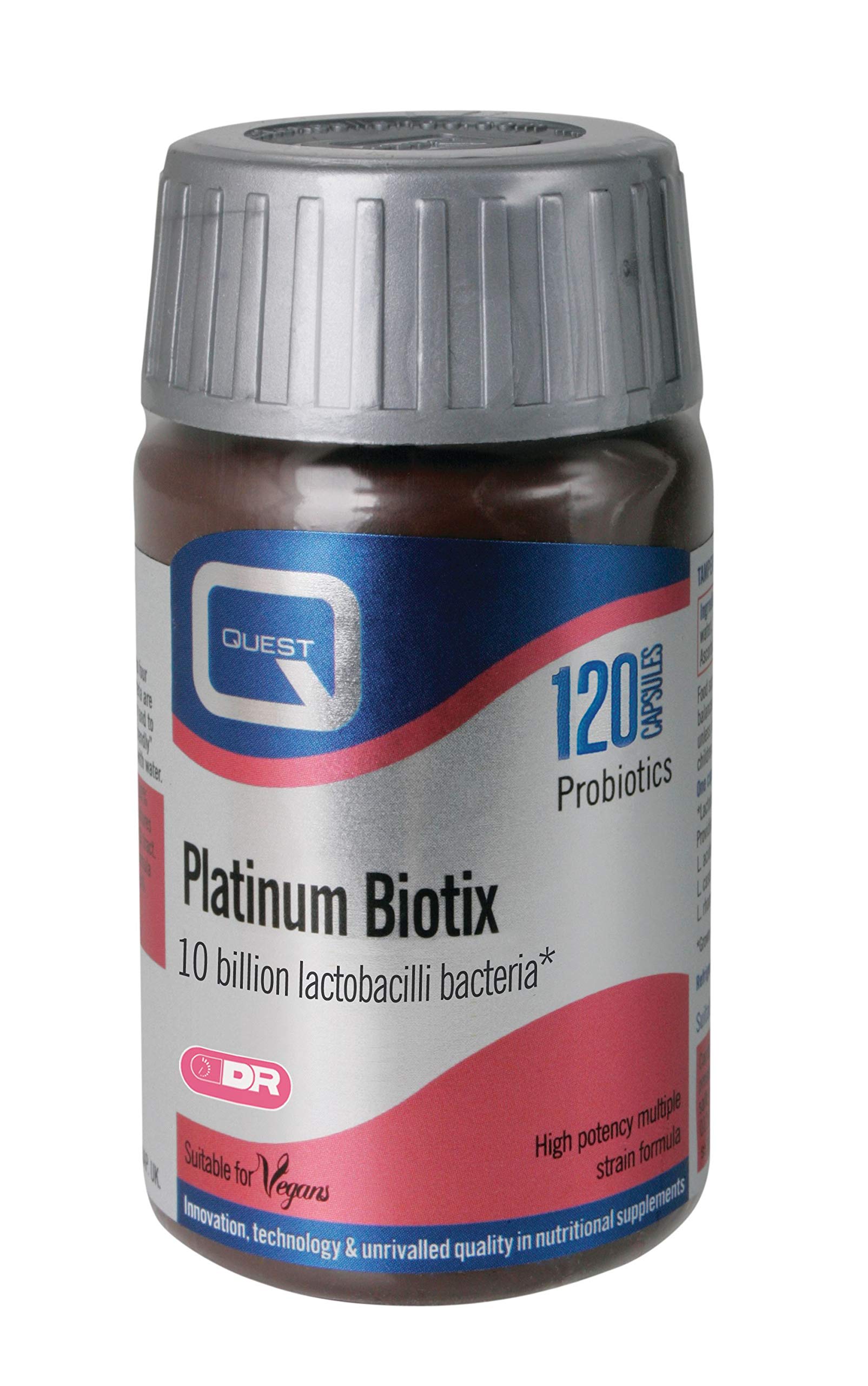 Quest Platinum Biotix Probiotics (60 Capsules) - 10 Billion Bacterial Cultures. Probiotic Formula to Support Digestive and Immune Health. Probiotics for Gut Health with 6 Bacterial Strains.