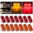 Konrali 14Pcs Double Bullseye Led Marker Lights 10 LED, 2x4 Rectangle Led Trailer Marker Lights Red/Amber Surface Mount 12V Airstreams RV Camper Led Marker Clearance Lights Sealed (7 Amber+ 7 Red)