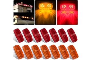Konrali 14Pcs Double Bullseye Led Marker Lights 10 LED, 2x4 Rectangle Led Trailer Marker Lights Red/Amber Surface Mount 12V Airstreams RV Camper Led Marker Clearance Lights Sealed (7 Amber+ 7 Red)