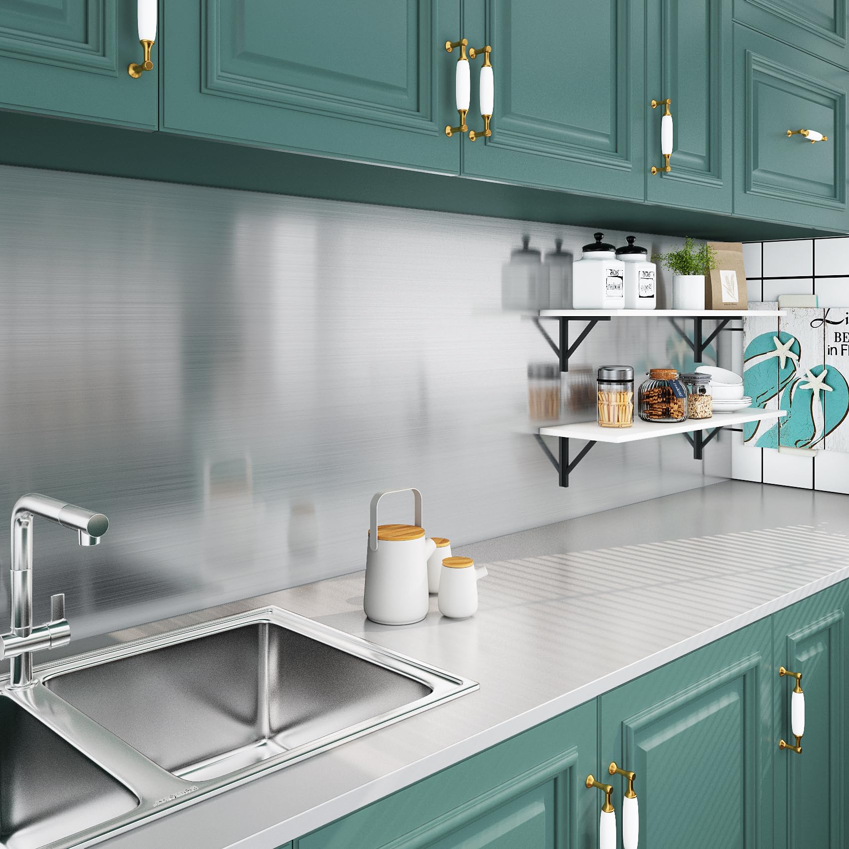 Livelynine Brushed Nickel Peel and Stick Wallpaper Silver Stainless Steel Contact Paper for Appliances Dishwasher Fridge Refrigerator Wrap Cover Adhesive Decorative Vinyl Film 15.8x78.8 in