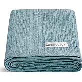 meowcards Muslin Swaddle Blankets for Baby, Unisex Baby Boys Girls Essentials, Large 47 x 47 inches, Boho Receiving Blankets Newborn Registry Must Haves (Coustume Blue, Simple)