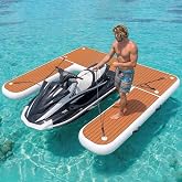 LOSKIA 8.5ft Heavy-Duty U-Shaped Inflatable Jet Ski Dock with Non-Slip Pad | Portable U-Shaped PWC Floating Docking Station, Non-Slip EVA Pad, Fit for Lake Ocean Marina, Includes Pump