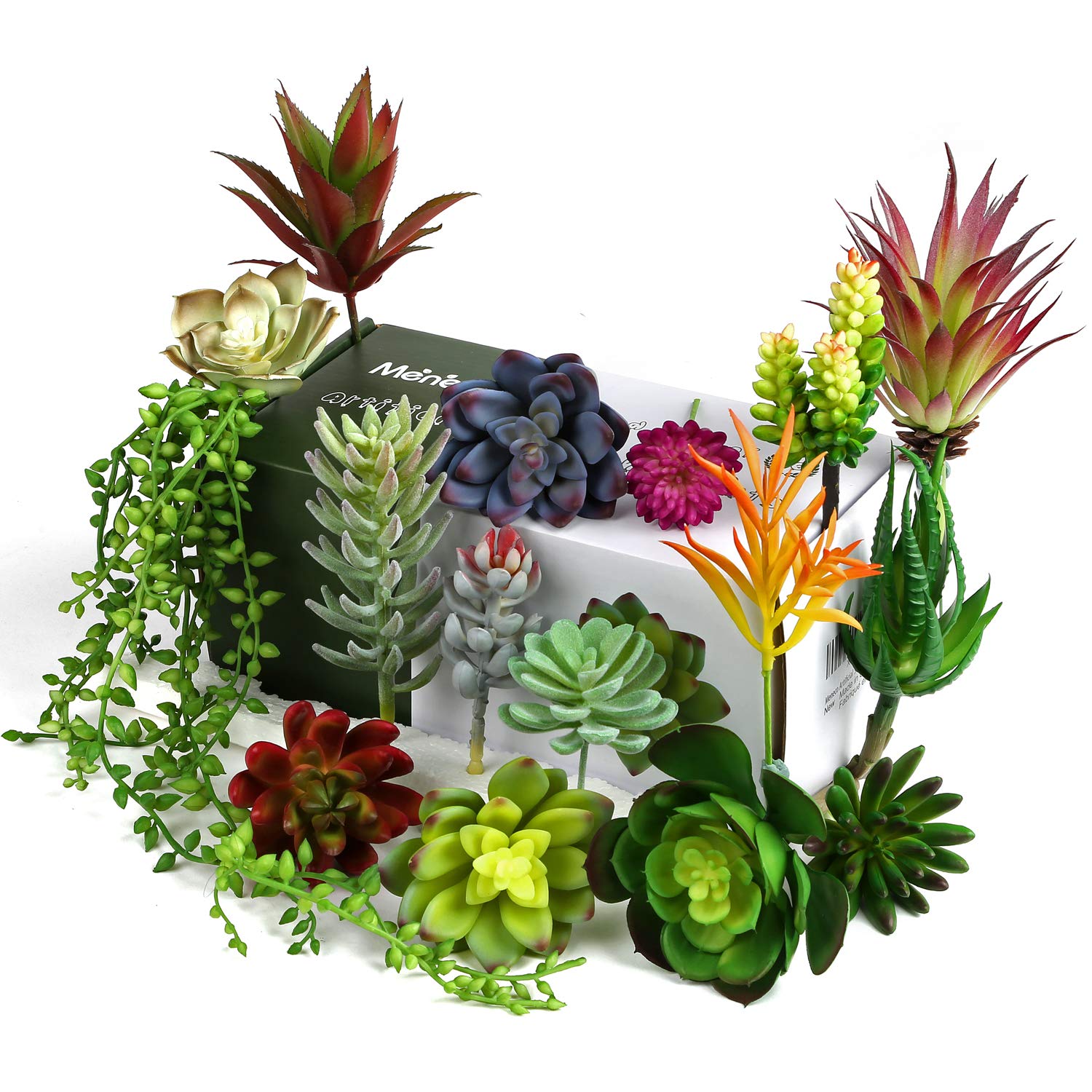 Meneco Artificial Succulent Plants 16 Pack Faux Succulents Artificial Plants Lifelike Fake Succulent Plants Unpotted