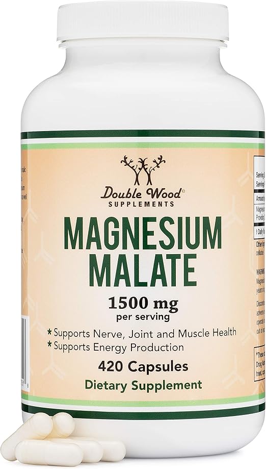 Magnesium Malate Capsules (420 Count) 1,500mg Per Serving (Magnesium