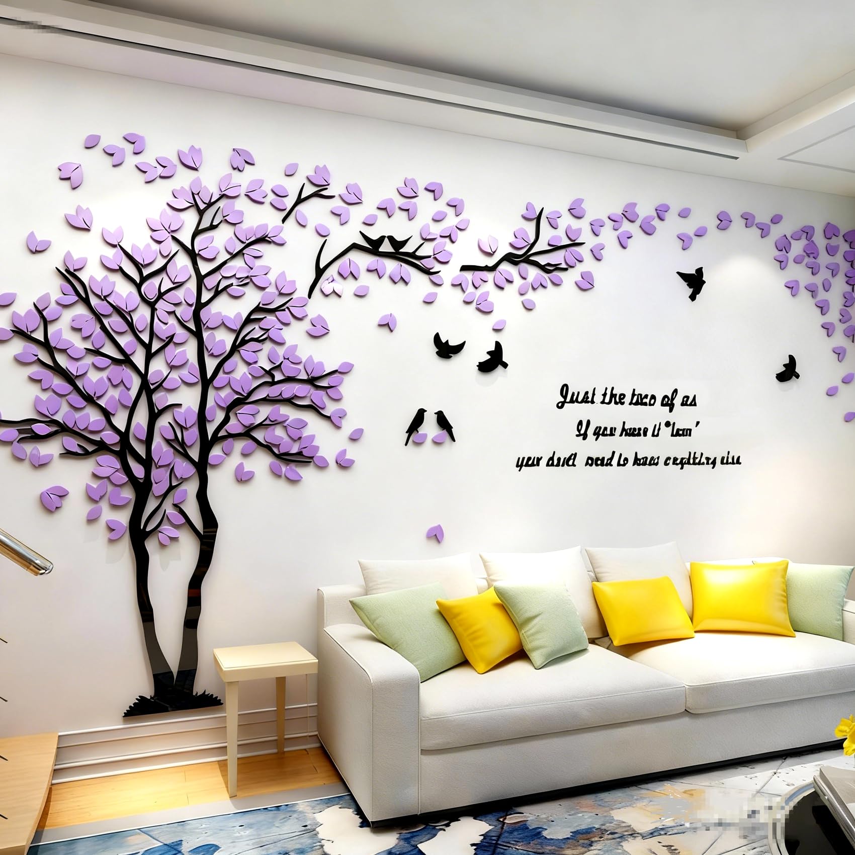 3D DIY Tree Wall Sticker Large Family Bird and Tree Wall Decal Art Mural Stickers Home Decor for Living Room Bedroom Home Decoration TV Backdrop Wall