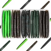Bombrooster 4"/5" Senko Worms Kit, Salt Impregnated Soft Plastic Lures | 30/50/78/100 Wacky Worms for Bass Fishing, Freshwater &amp; Saltwater Applications,Artificial fishing bait