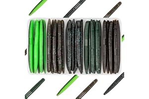 Bombrooster Senko Worms Kit – 4"/5" Soft Plastic Fishing Lures with Salt Impregnation for Bass Fishing