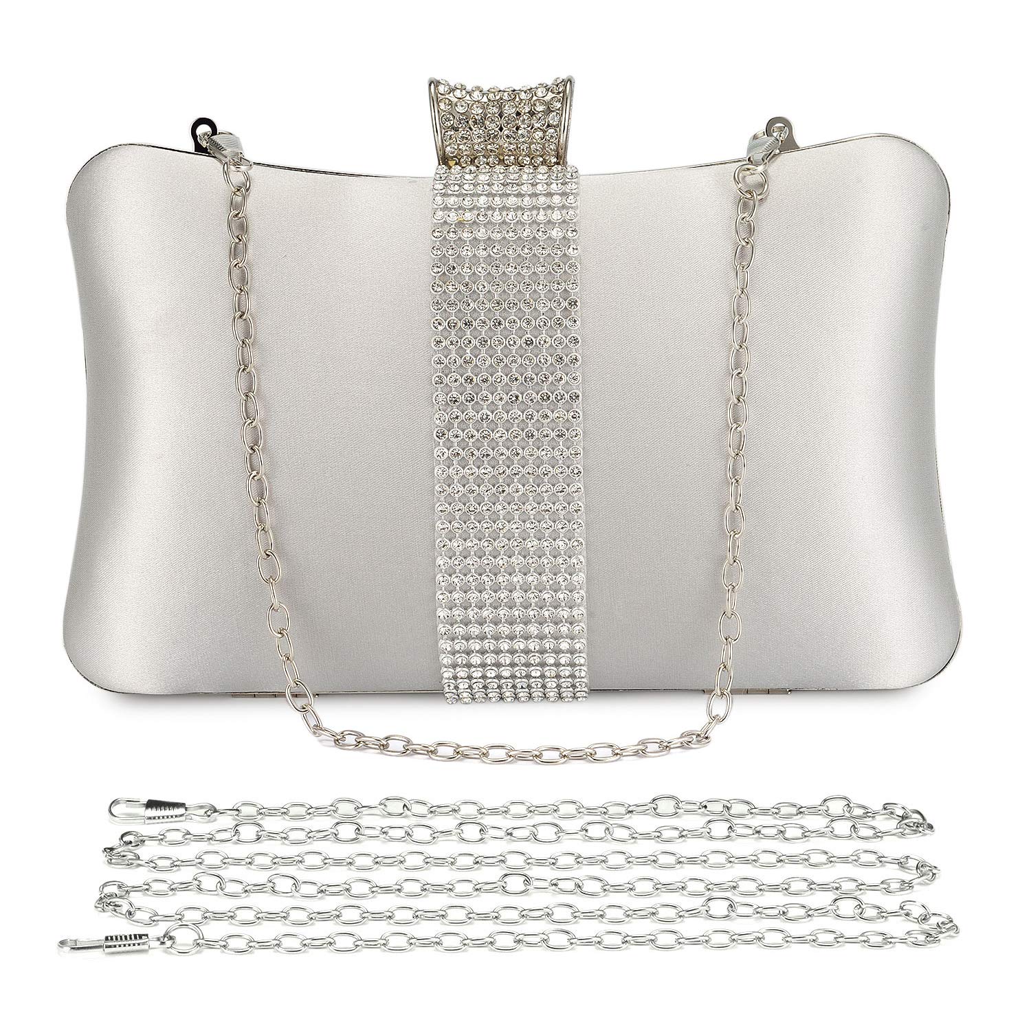 UBORSE Handbag for Women Evening Clutch Bag Rhinestones Bridal Purse Prom Party Wedding Tote Bags (Silver S2)