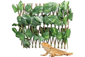 JINKOOZZ Hermit Crab Climbing Toys, Expandable Retractable Faux Artificial Ivy Trellis Hedge Fence Aquarium Tank Decoration with 2 Suction Cups, Cage Habitat Accessories for Hermit Crab Reptile