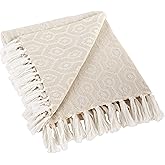 DII Modern Cotton Geometric Blanket Throw with Fringe for Chair, Couch, Picnic, Camping, Beach, & Keep Cozy with Everyday Use, 50x60, Off-White