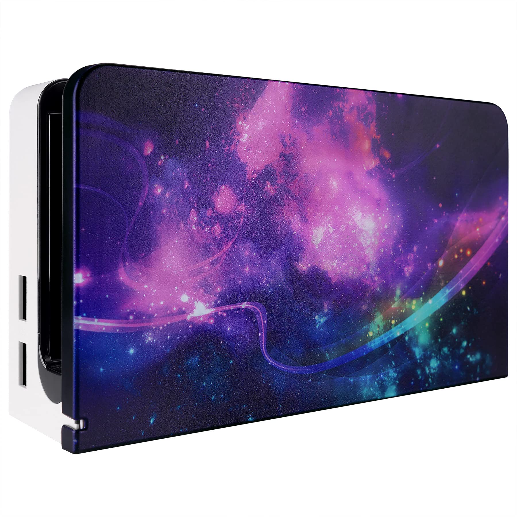 PlayVital Purple Galaxy Custom Dock Cover for Nintendo Switch OLED, Dust Anti Scratch PC Hard Faceplate Shell Cover for Nintendo Switch OLED Charging Station - Dock NOT Included