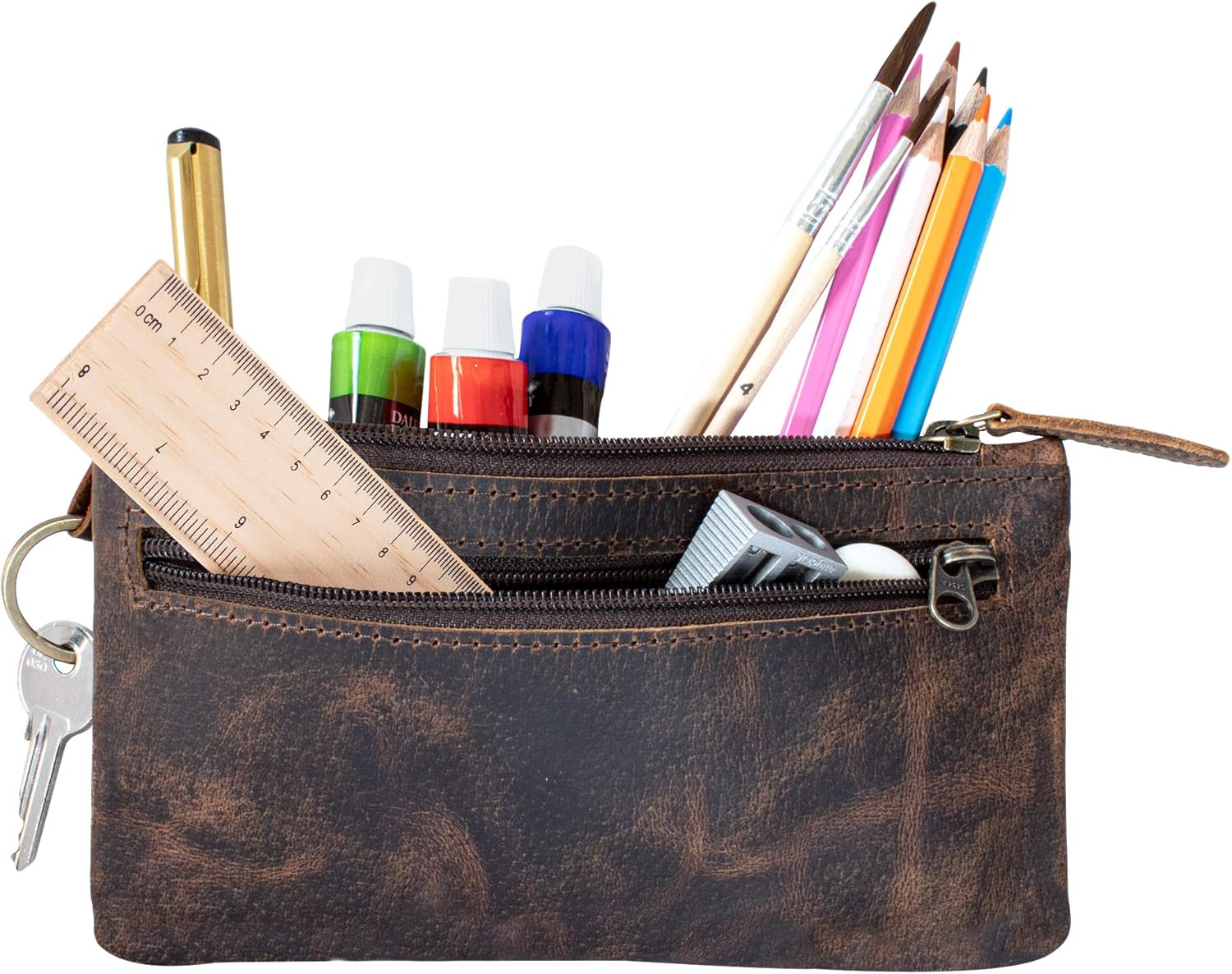 moonster Leather Pencil Case Pouch, Handcrafted Leather Pen Case with Zipper That’s Made to Last - Image 5