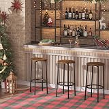 HOOBRO Bar Stools Set of 2 Rustic Brown, 30x30x64 cm, Metal Frame, Footrest view 6
