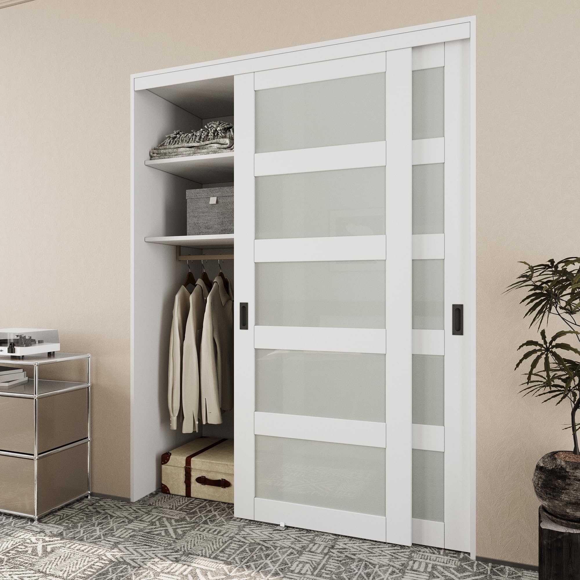 Paintable Sliding Closet Door 60" x 80", 5 Lite