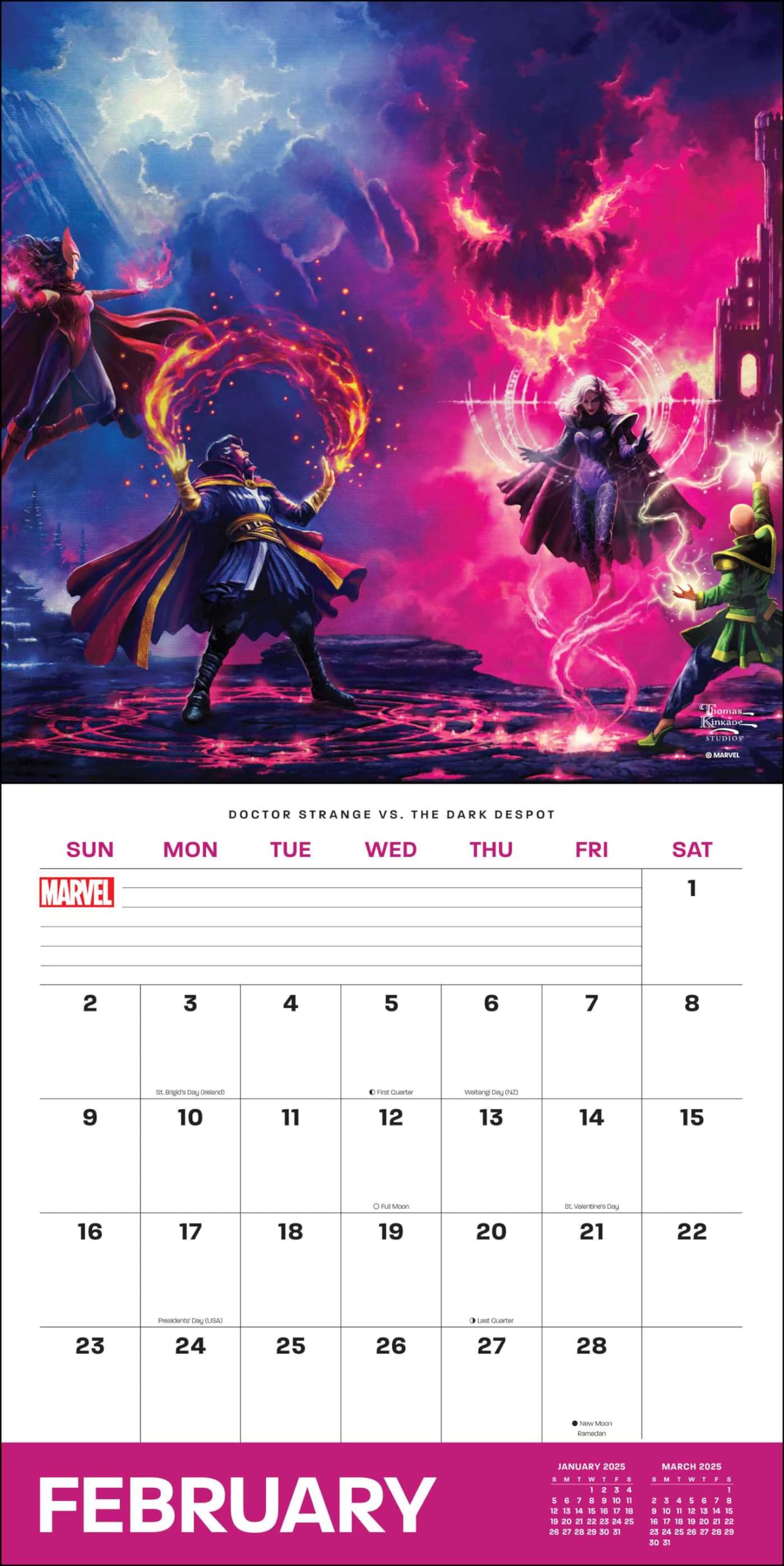 MARVEL by Thomas Kinkade Studios 2025 Wall Calendar