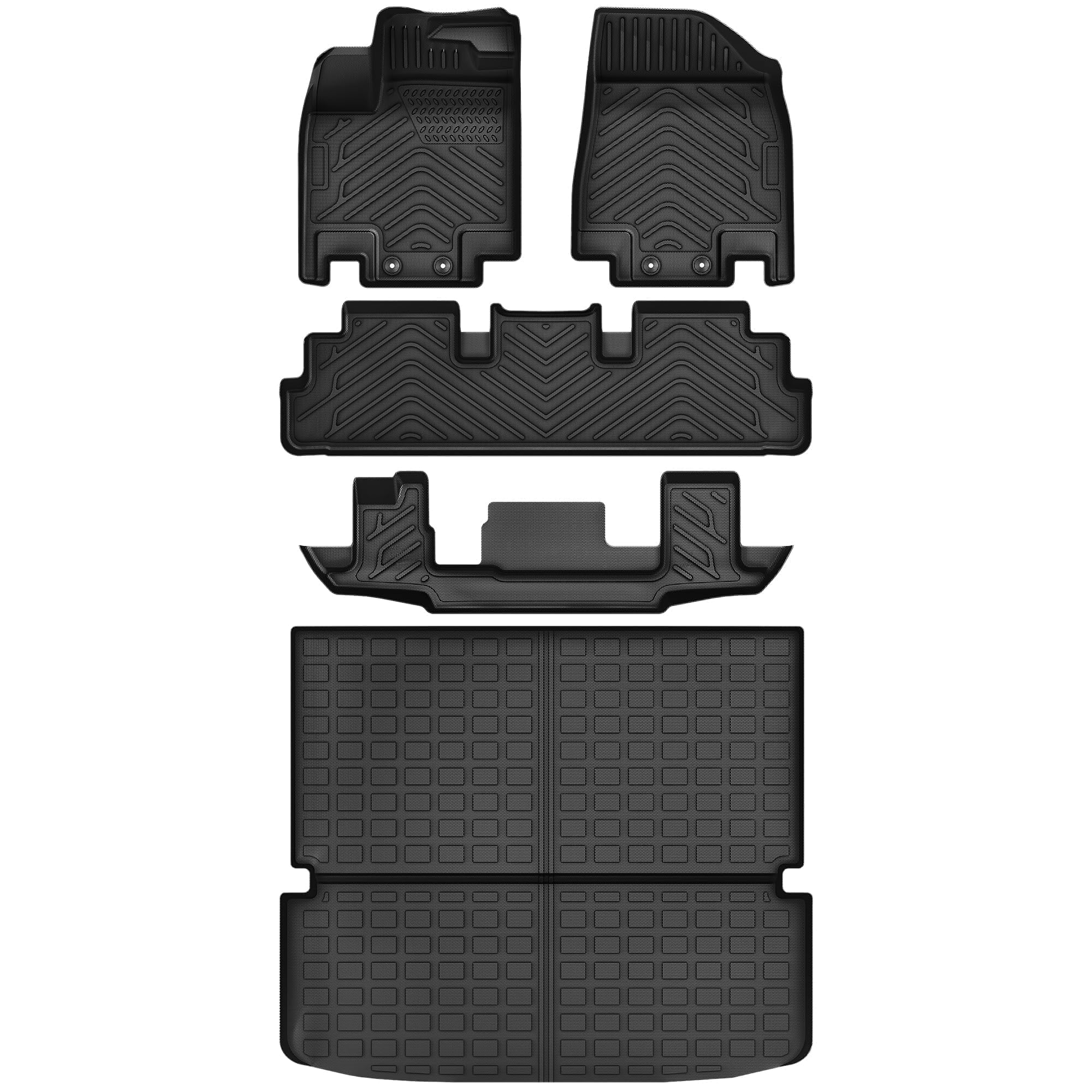 AUTOSAVER88 Floor Mats & Cargo Liners Fit for Nissan Pathfinder 2025 2024 2023 2022, TPE All Weather 7 Passenger Floor Liners 1st 2nd 3rd Rows Trunk Liner with Backrest Car Mats Set Accessories, Black Image