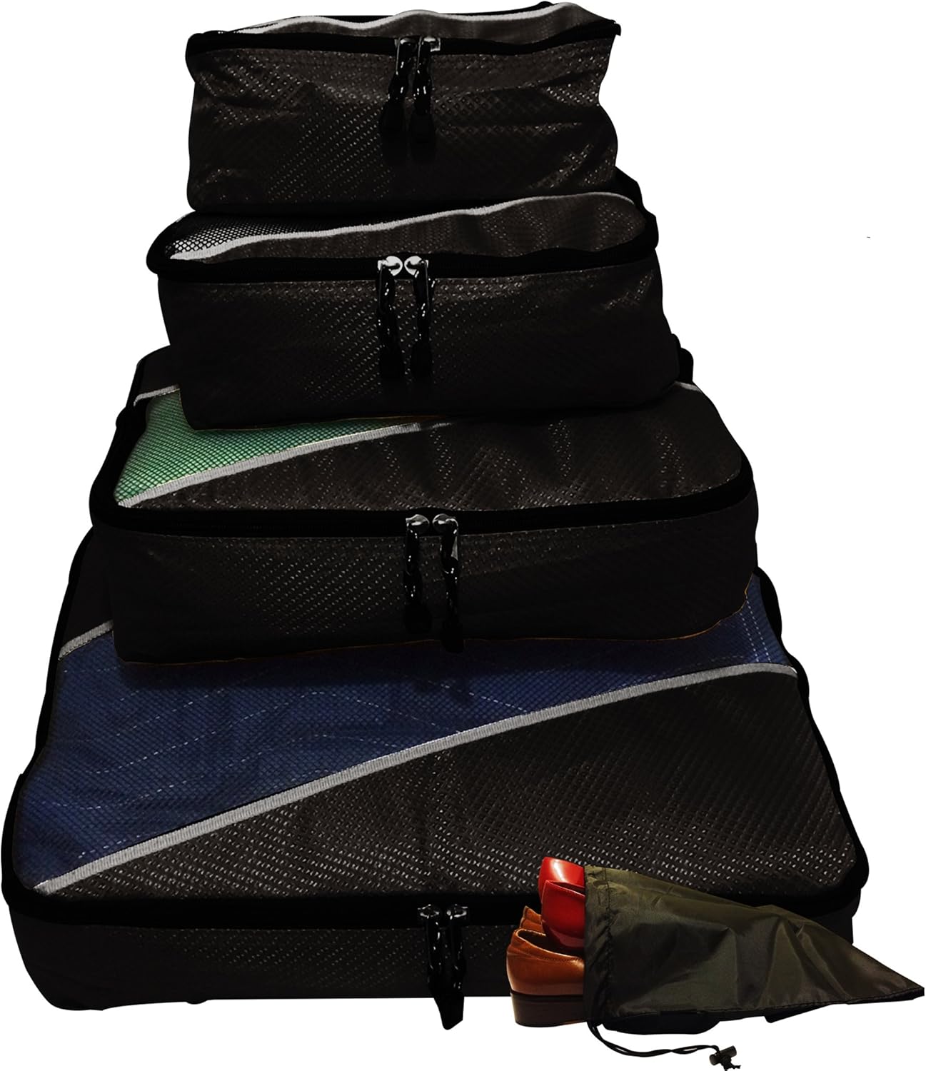 Evatex Packing Cubes Travel Packing Cubes, 4pc Set with Free Shoe