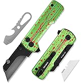 OKNIFE U1 Ultra Folding Utility Knife with Ceramic Blade, Lightweight 6061-T6 Aluminum Alloy Handle with Clip, Button Lock EDC Pocket Knife (Zombie Green)
