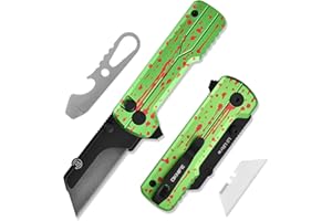 OKNIFE U1 Ultra Folding Utility Knife with Ceramic Blade, Lightweight 6061-T6 Aluminum Alloy Handle with Clip, Button Lock EDC Pocket Knife (Zombie Green)