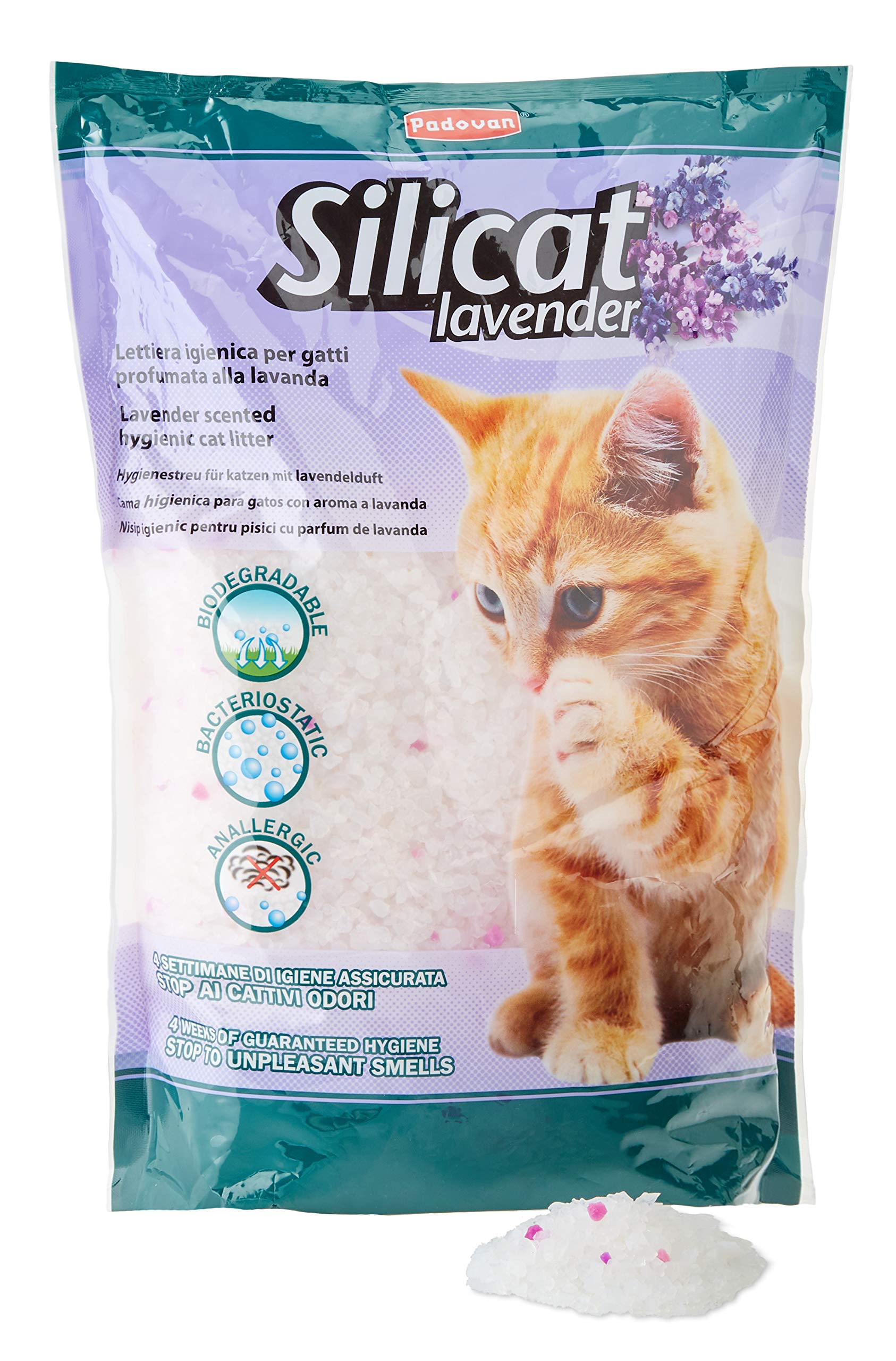 Padovan Hygienic Silicon Crystal Cat Litter Tray - Lavender Scented - Long Lasting - 5 litres