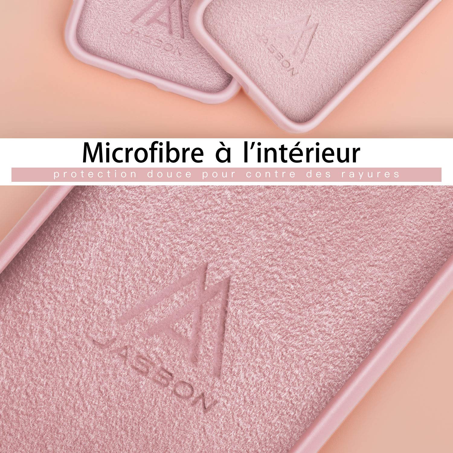 JASBON Coque pour iPhone XR Coque Silicone Liquide avec Protecteur d\'écran Gratuit, Housse Etui de Protection Anti Choc Gel Case pour iPhone XR – Rose Claire