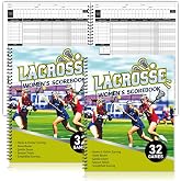 Affrolling 2 Pcs Lacrosse Scorebook Men's/Women's Score Keeping Book for 32 Games Lacrosse Spiral Bound Scorebook with Scoring Instructions 9.25 x 12 Inch for Coach School Adult Supply