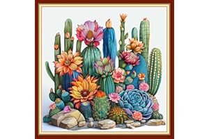 Findvoor Stamped Cross Stitch Kits for Beginners Full Range of Cross Stitching Embroidery Pattern for Kids or Adults, 11CT DIY Needlepoint Embroidery Starter Kits-Succulent Plants 18x18 inch