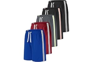 Resinta 5 Pack Boys Shorts Boys Basketball Athletic Shorts Kids Active Gym Soccer Sports Shorts Mesh Quick Dry Elastic Waist