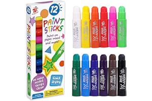 TBC The Best Crafts Paint Sticks,12 Classic Colors, Washable Paint, Non-toxic, Tempera Paint Sticks for Kids and Students