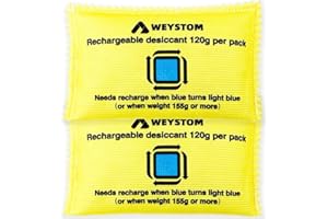 WEYSTOM 2 Packs 120g Rechargeable Desiccant, Moisture Absorbing Bag, Rechargeable Silica Gel Dehumidifier - Ultimate Moisture Absorption for Dry and Safe Storage, Eliminates Moisture in Humid Conditions