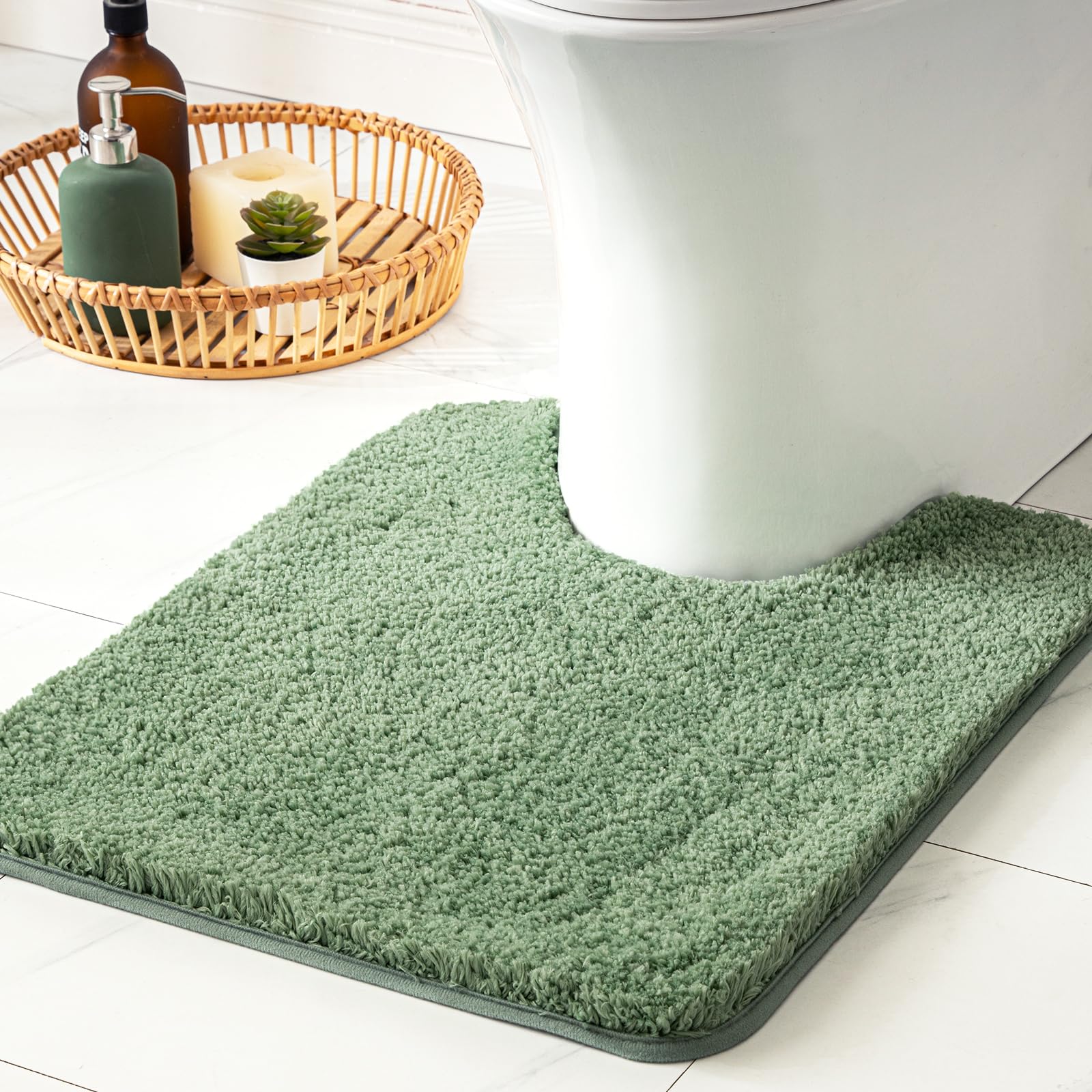 MIULEE Bath Mat Non Slip Absorbent Bathroom Soft luxurious Shower Small Mat Doormat Inside Rugs Kitchen Rugs Carpet Mat Washable for Bathroom Bedroom Kitchen Entrance 50x60 cm Green