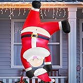 Joiedomi 6 FT Tall Hanging Christmas Santa Inflatables Decoration, Christmas Inflatable Santa Hanging Upside Down, Blow Up Yard Decoration with Built-in LED for Indoor Outdoor Yard Roof Decor