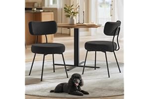 VASAGLE Boucle Dining Chairs Set of 2, Upholstered Kitchen Dining Room Chairs with Curved Backrest and Steel Frame, Modern Mi