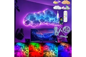 DIY USB-Powered Thundercloud LED Light Decor,RGB Music Sync Cloud Ceiling Light with Remote,USB Powered Storm Cloud Lamp for 
