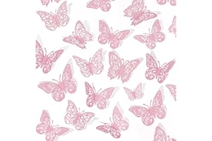 Crosize 72Pcs Pink 3D Butterfly Wall Decor 3 Sizes Butterfly Decorations Butterfly Party Cake Decorations 3D Butterfly Stickers Decals for Girls Kids Baby Bedroom Bathroom Living Room Birthday