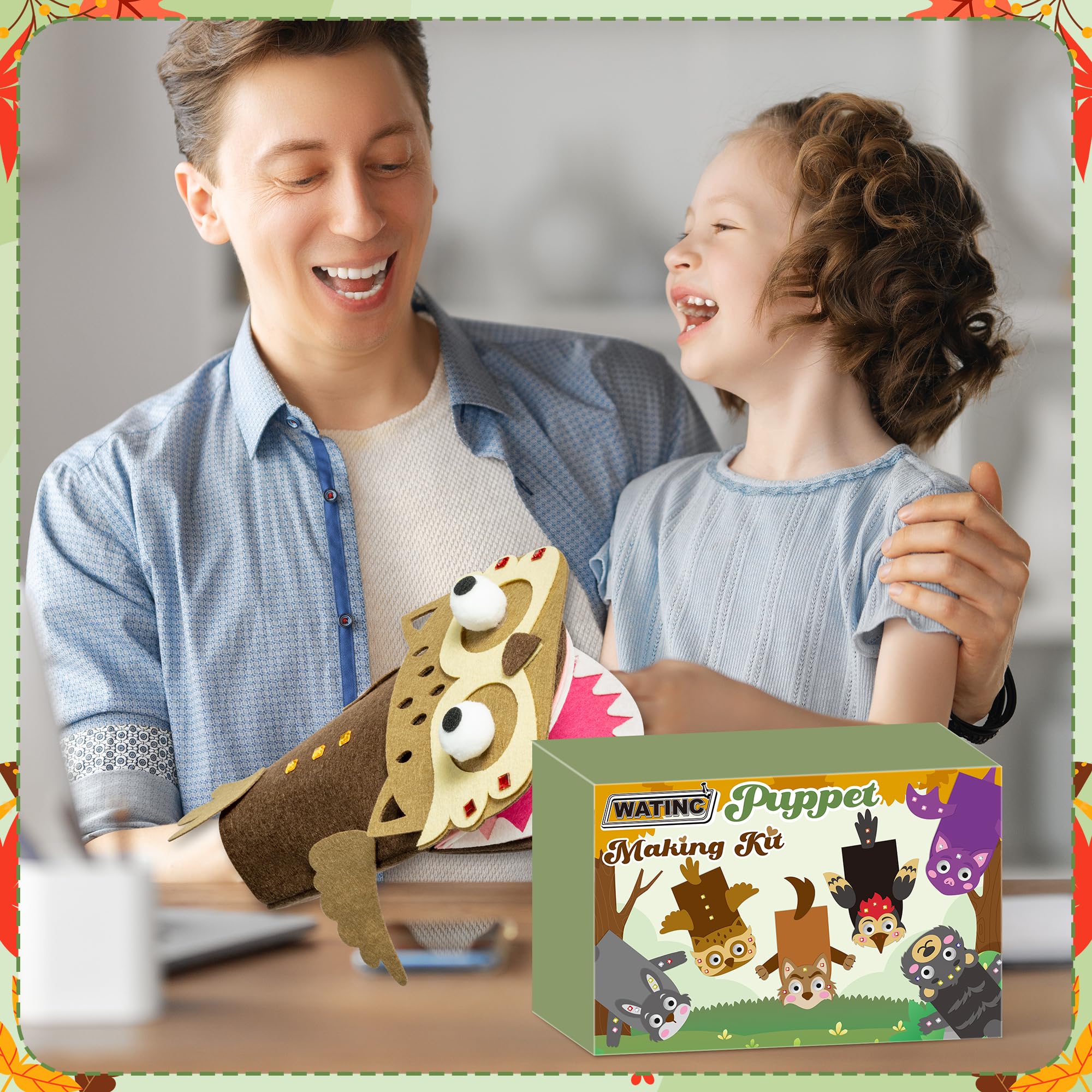 WATINC 6Pcs Hand Puppet Making Kit, Art Craft Felt