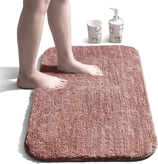 Amazon Com Bathroom Rug Non Slip Bath Mat For Bathroom Water Absorbent Soft Microfiber Shaggy Bathroom Mat Machine Washable Bath Rug For Bathroom Thick Plush Rugs For Shower Blush 16 X24 Kitchen