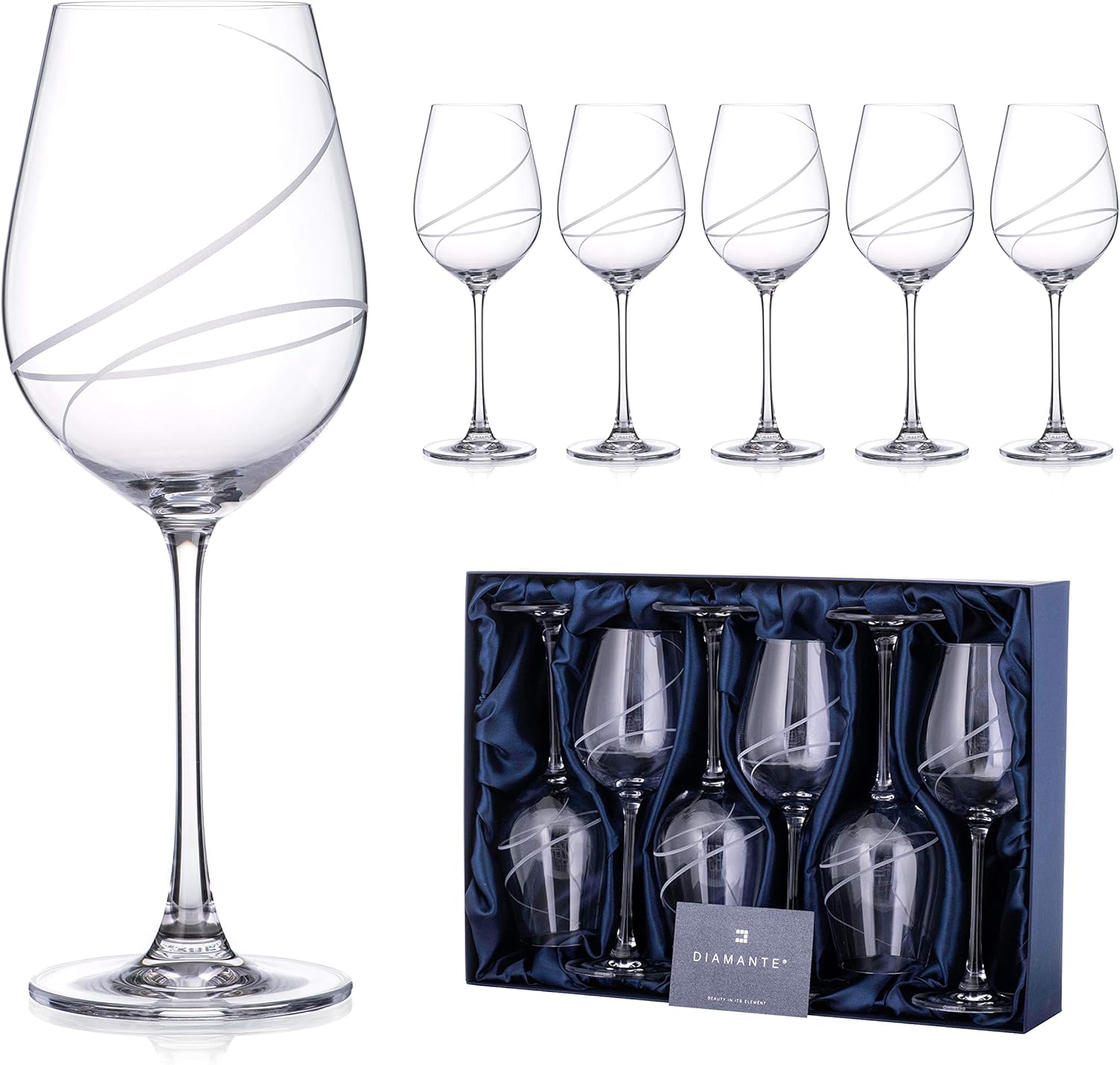 Aurora Premium Crystal Hand Cut Red Wine Glasses in Gift Packaging Set of 6 Amazon.co.uk