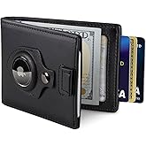 SERMAN BRANDS AirTag Wallet - RFID Blocking Mens Minimalist Money Clip Wallet for Airtag - Full Grain Leather - Slim Bifold. Front Pocket Air tag Wallets for men. Gift